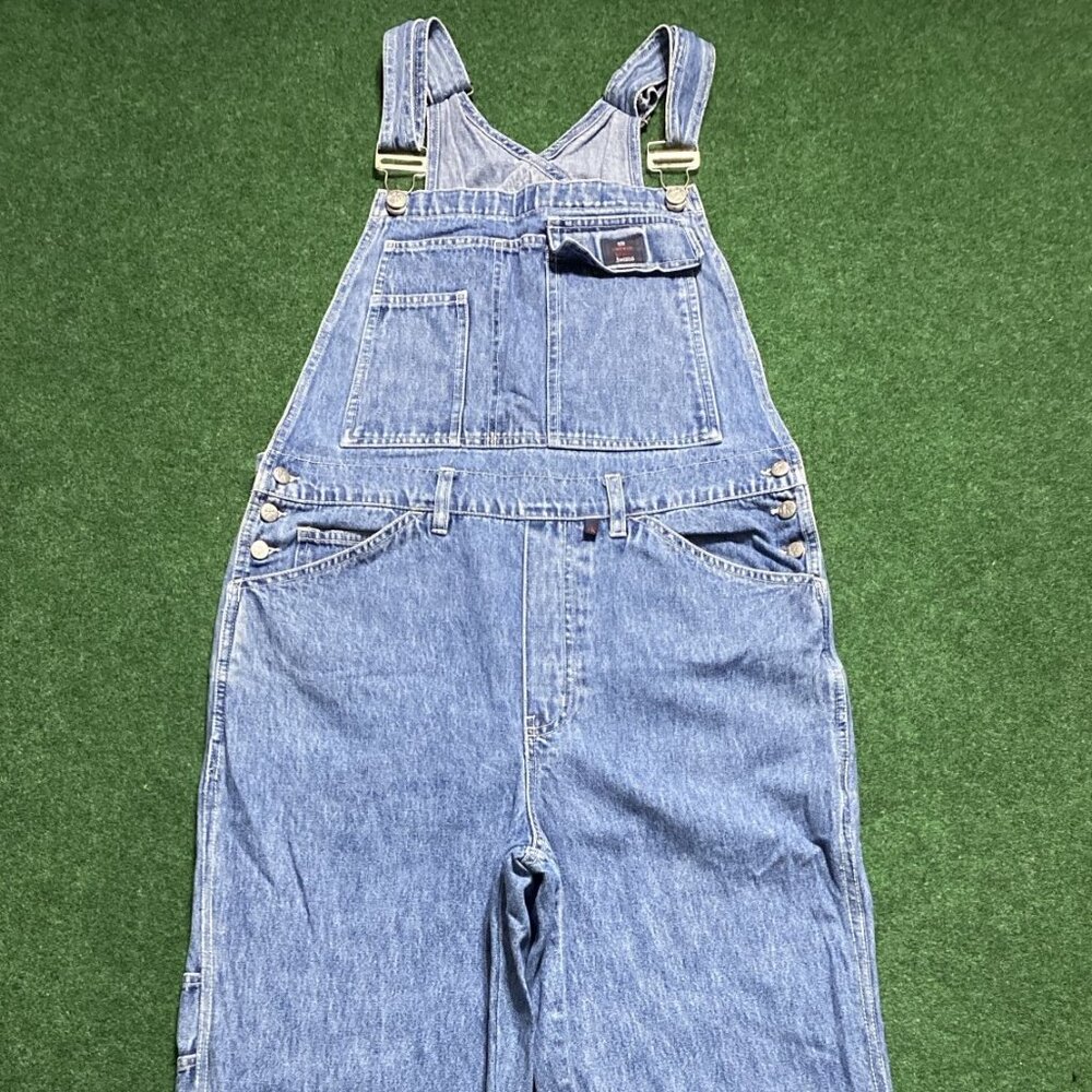 Calvin Klein Jeans Women’s Denim Overalls Mid-Wash Large Straight Leg